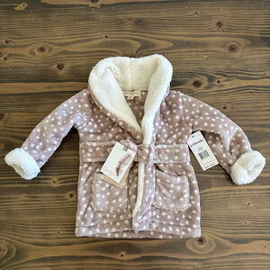 Baby Jessica Simpson Robe 0-9 Months Taupe White Polka Dot